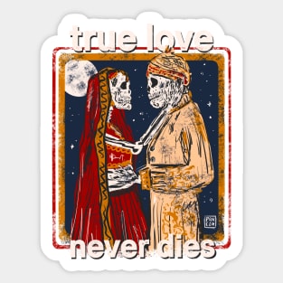 Vintage Diwalloween Indian Skeleton Couple Sticker